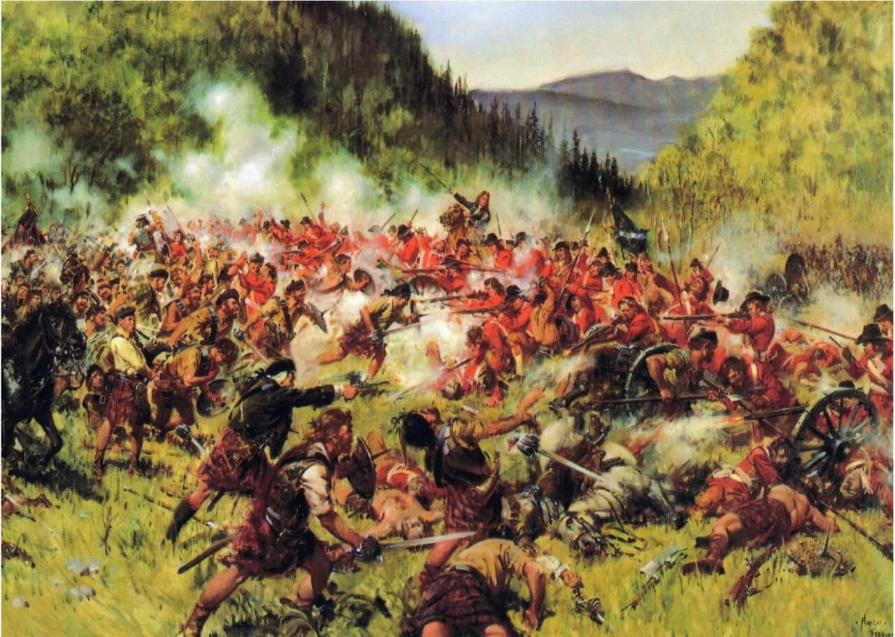 KOSB Leven leads his Regiment at the Battle of Killiecrankie on 27th July