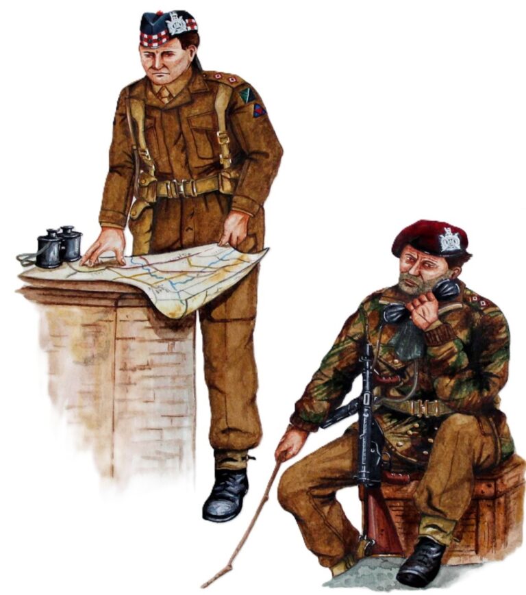 Kosb officer france 1944 and 7th bn kosb office arnhem
